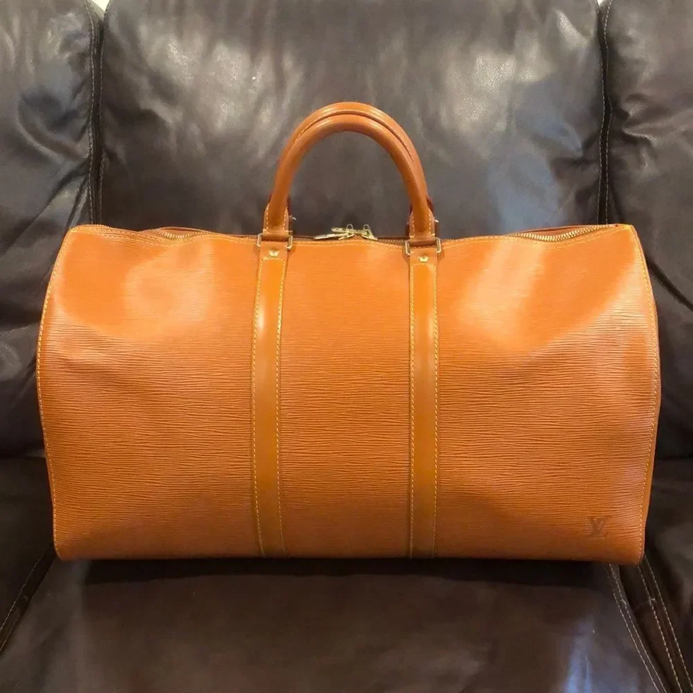 Vintage LOUIS VUITTON Cipango Gold Epi Leather Keepall LV 50 Boston Tote Bag